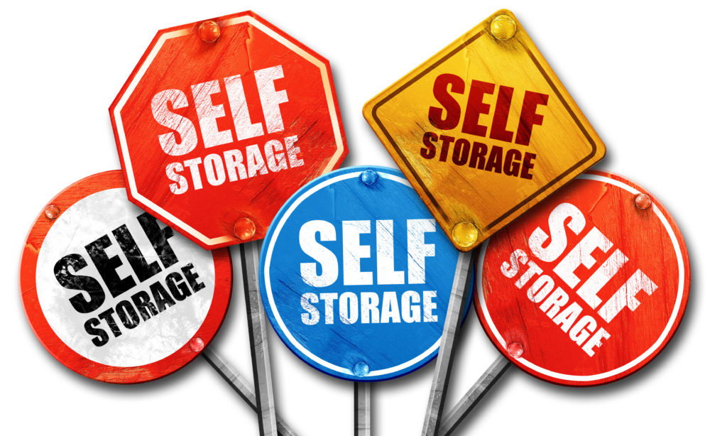 self storage, 3D rendering, street signs